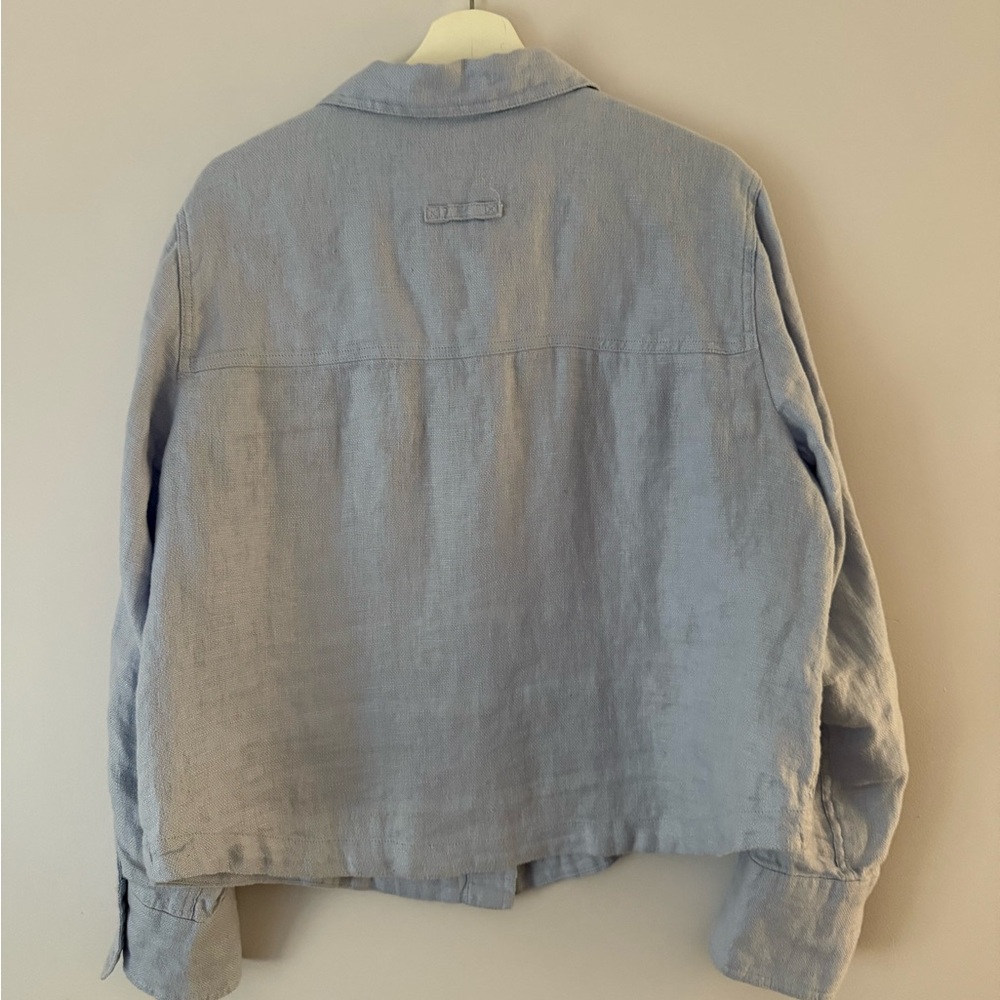Sky Blue Linen Button-Up Jacket - Picture 4 of 6